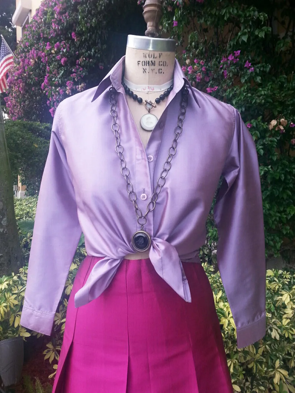 Thai Silk Button Down Shirt Fall Amethyst