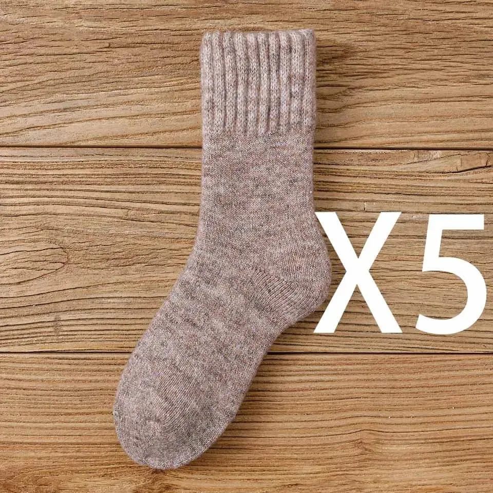 Thick Merino Wool Socks - 100% Premium Winter Insulated - 5 Pair Set