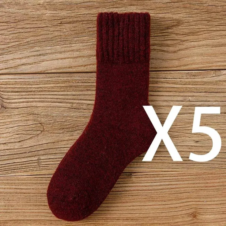 Thick Merino Wool Socks - 100% Premium Winter Insulated - 5 Pair Set