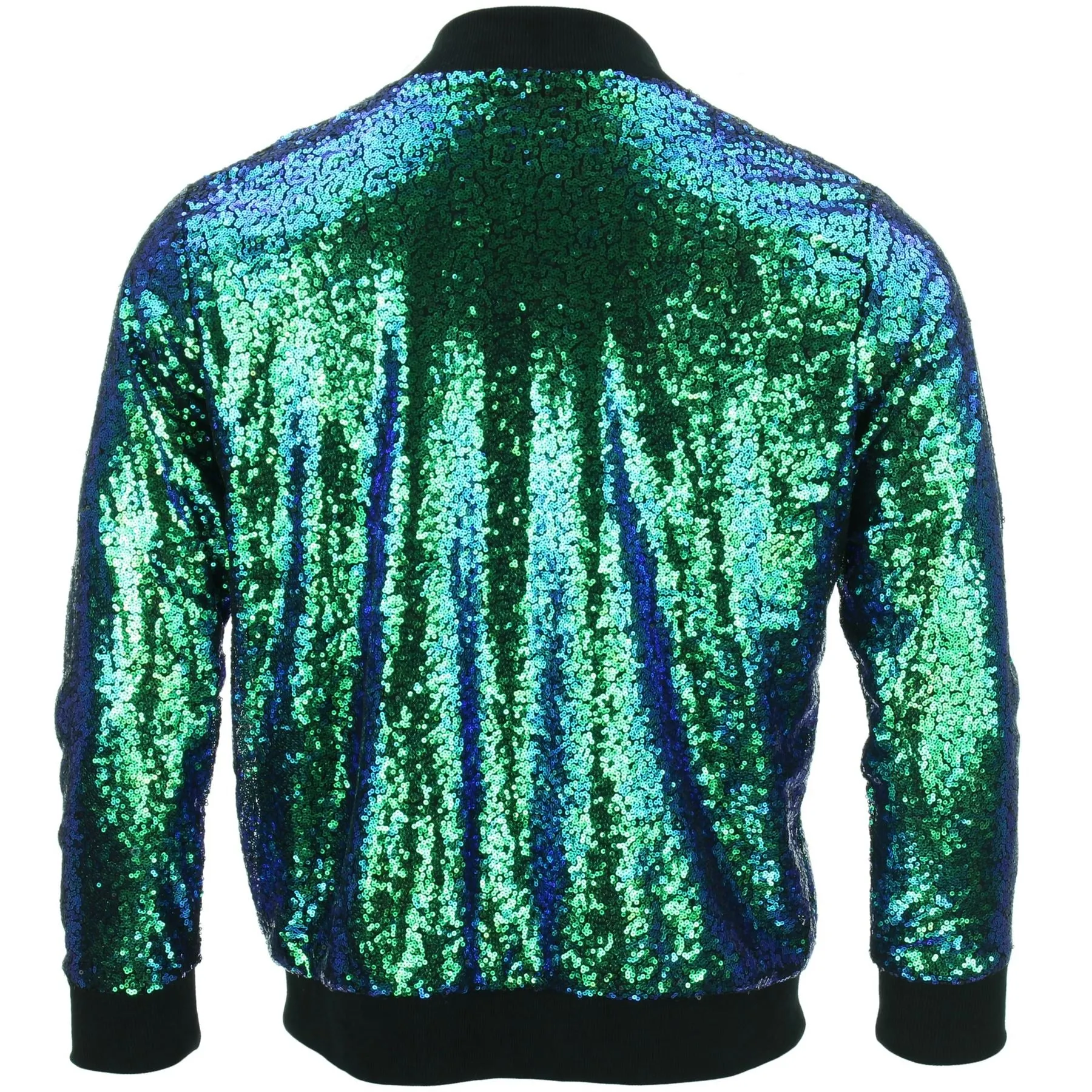 Unisex Sequin Bomber Jacket - Green