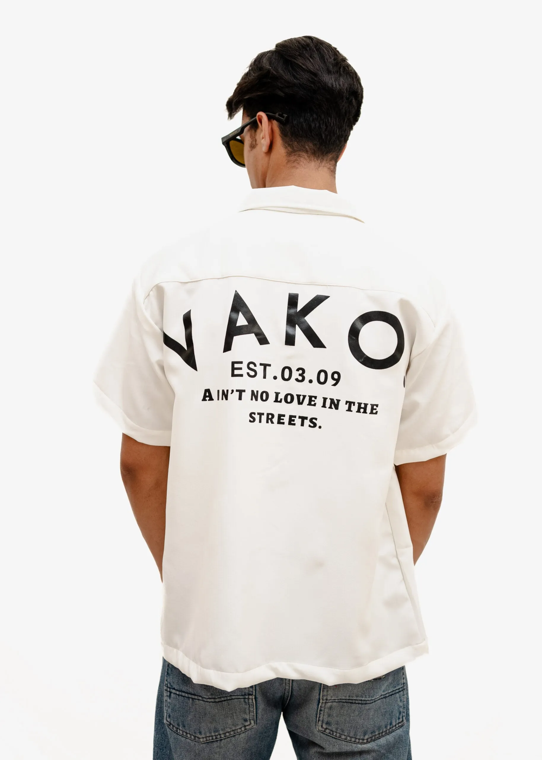 Vako White 'No Love' Bowling Shirt