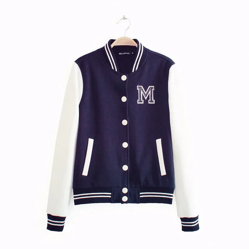 VenusFox M logo classical bomber o-neck women coat Baseball Jacket