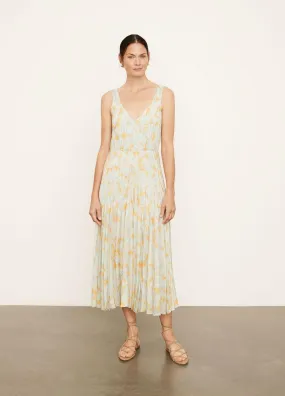 Vince - Lotus V-Neck Pleated Slip Dress in Warm Sand