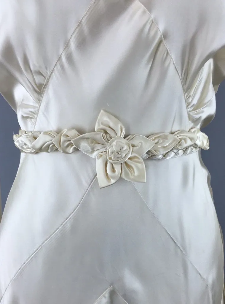 Vintage 1920s - 1930s Satin Wedding Dress