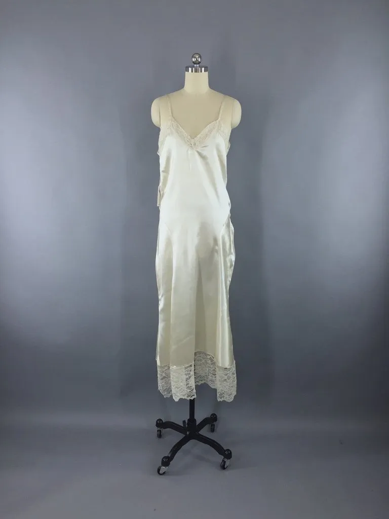 Vintage 1920s - 1930s Satin Wedding Dress