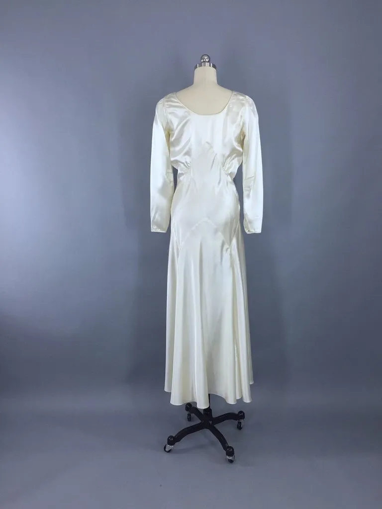 Vintage 1920s - 1930s Satin Wedding Dress