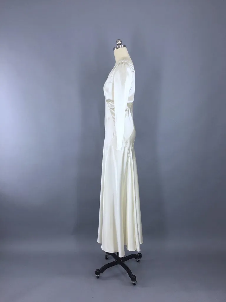 Vintage 1920s - 1930s Satin Wedding Dress