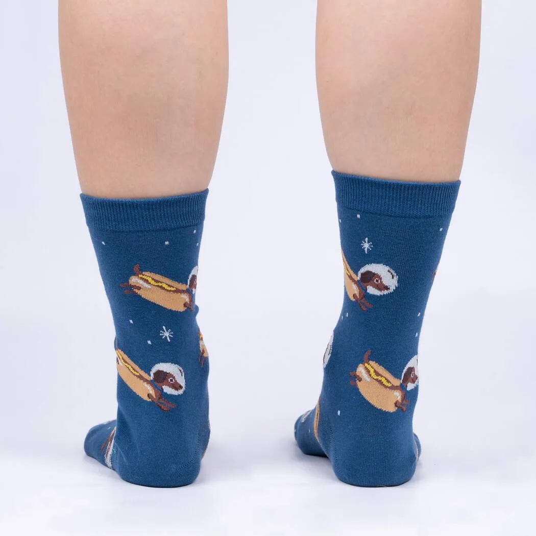 Weiner Dogs, in Space! Women's Crew Sock - Glow in the Dark