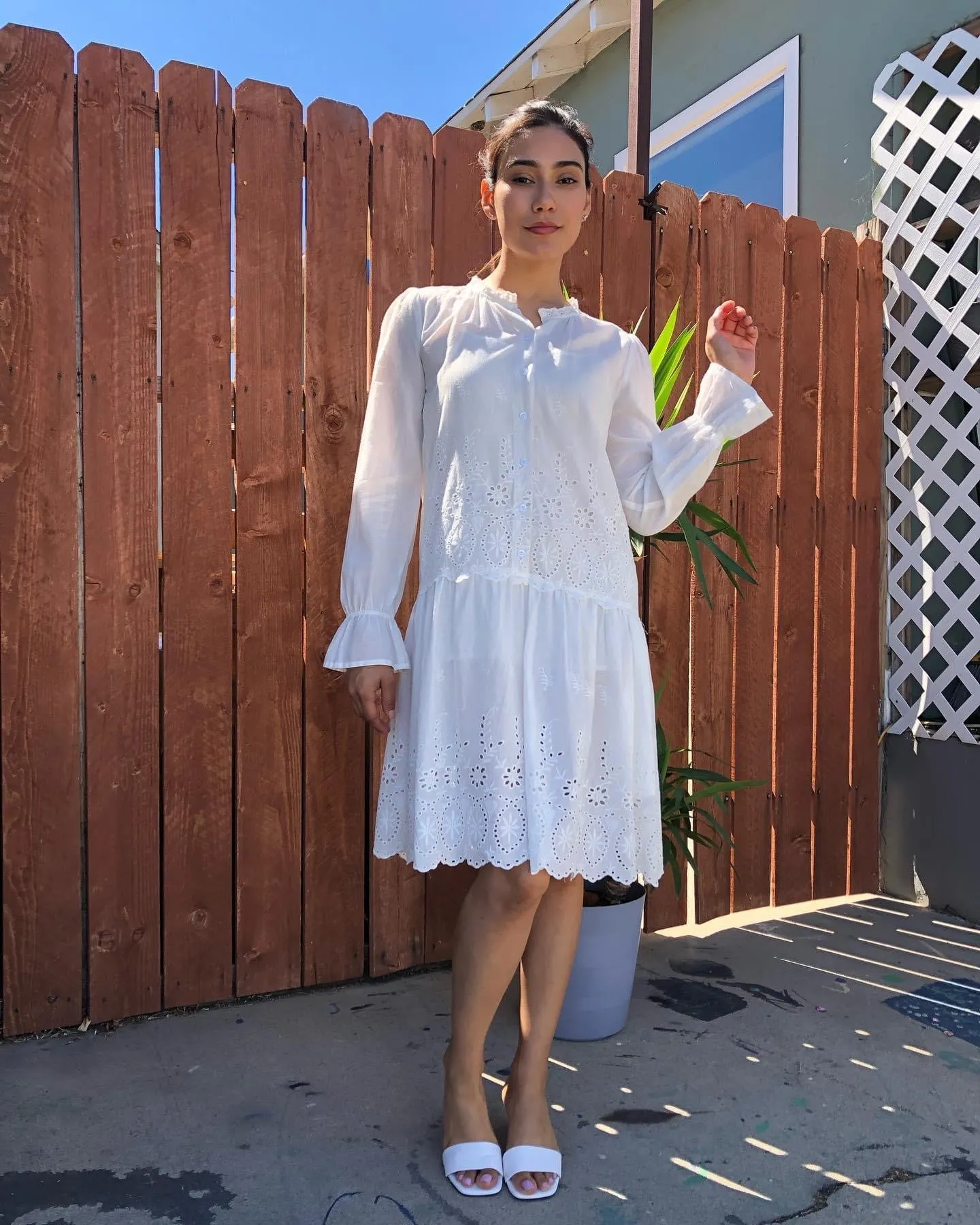 White Cotton Midi Dress