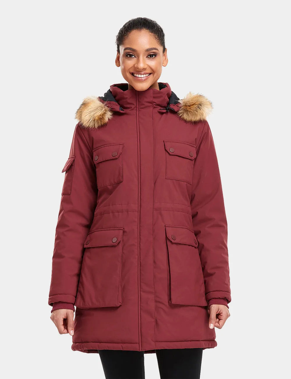 Women's Heated Thermolite® Parka - Olive / Red