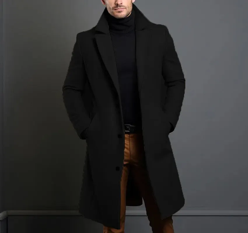 Woollen Men's Mid-length Trench Jacket