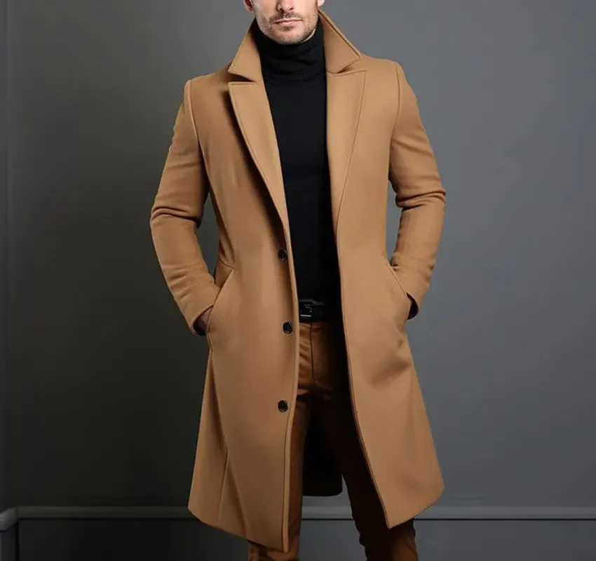 Woollen Men's Mid-length Trench Jacket