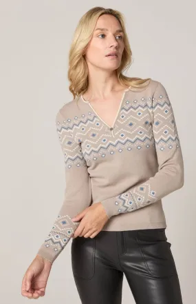 Yvette II Henley Sweater | Heather Stone