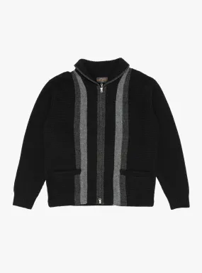 Zip Shawl Collar Knit Black