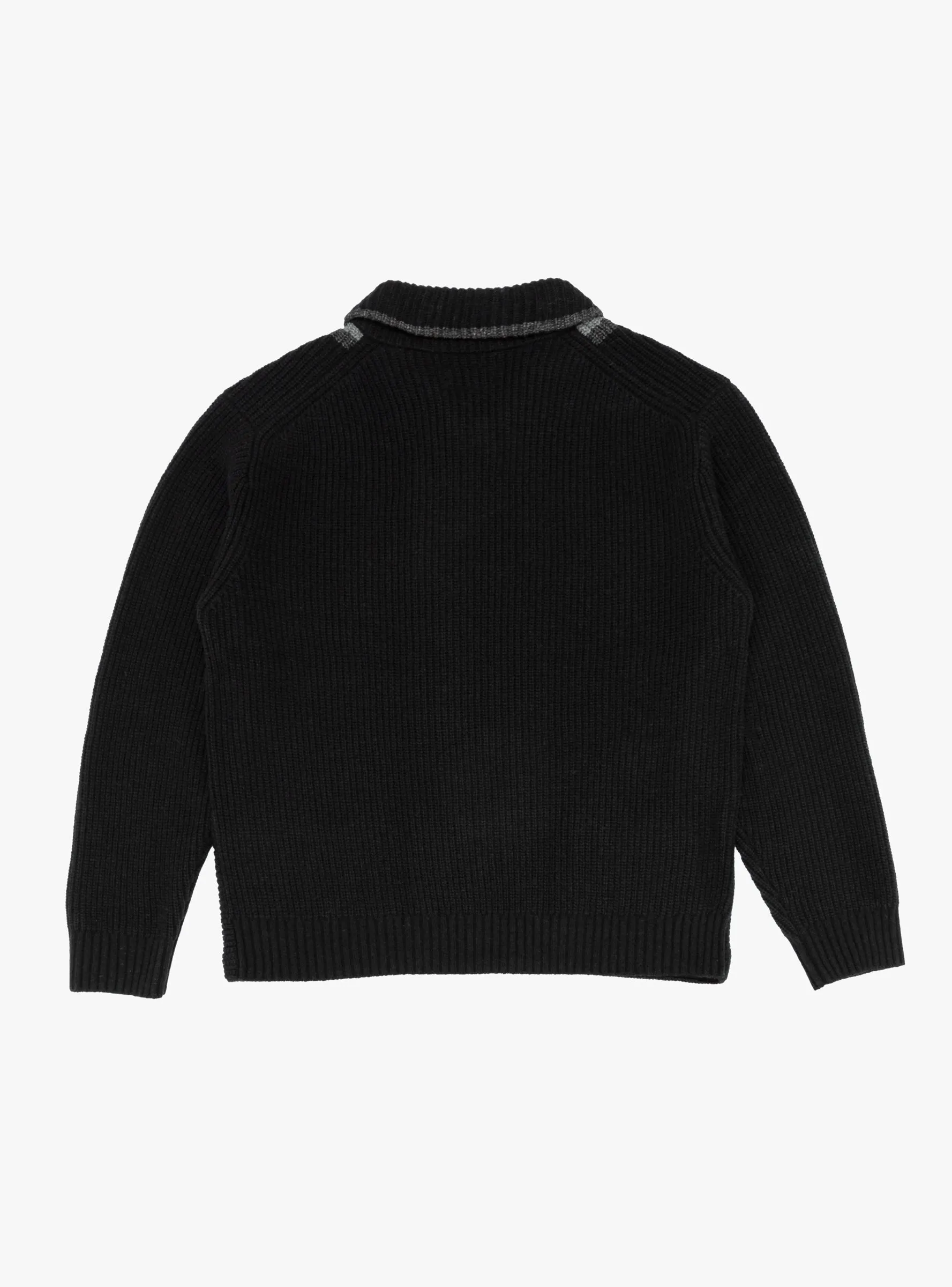 Zip Shawl Collar Knit Black